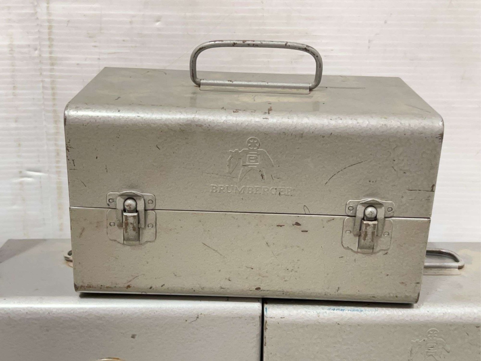 2 Brumberger & 1 Eagle Lock Metal 8mm Film Chest Carrying Case