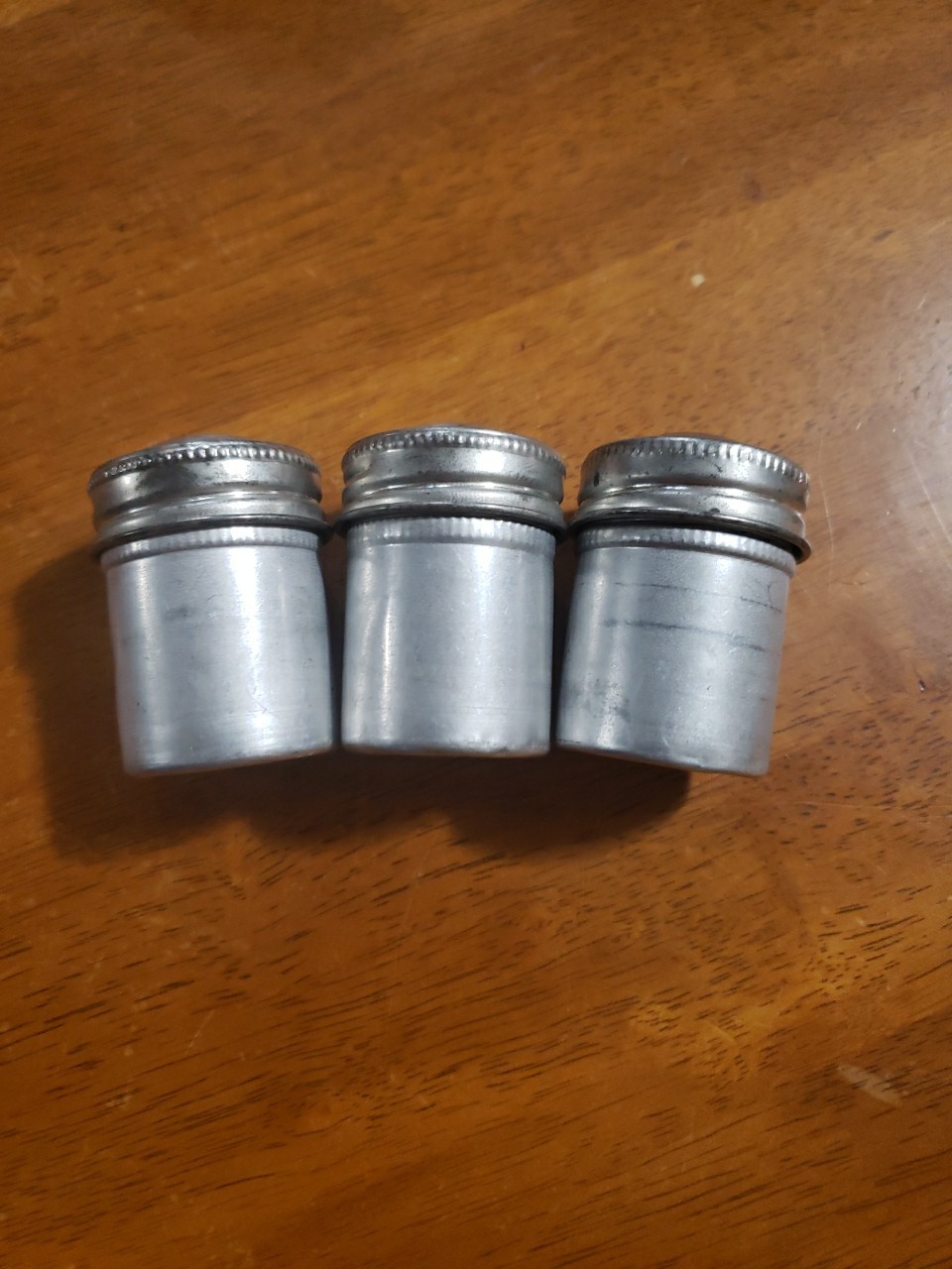 Lot of 3 – Vintage 35mm Aluminum Film Canisters – Unbranded, With Metal Top READ