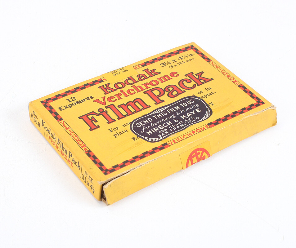 KODAK EMPTY BOX FOR 3-1/4 X 4-1/4 VERICHROME FILM PACK MAY 1934/cks/198631