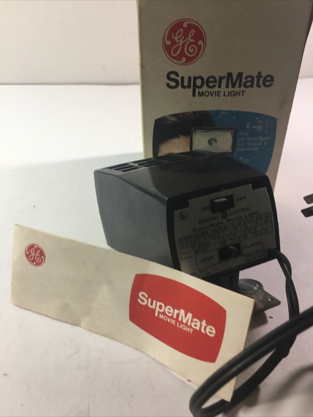 Vintage general Electric Supermate Movie Light Has Tape On Cord. Tested Working