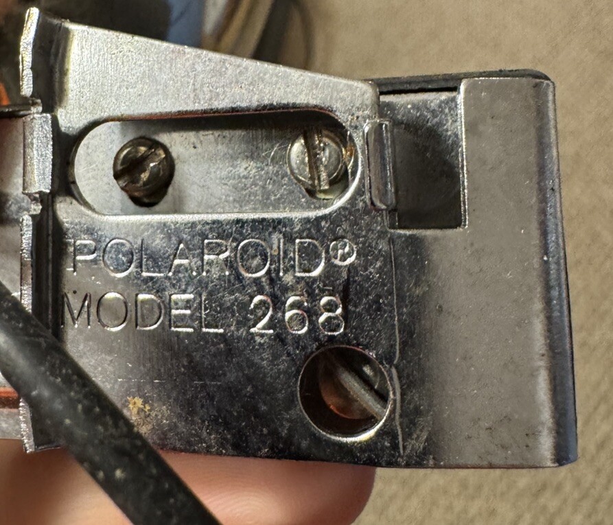 VTG Polaroid Model 268 Flash Attachment Blue Filter Clear M3 Bulb Plug In Untest