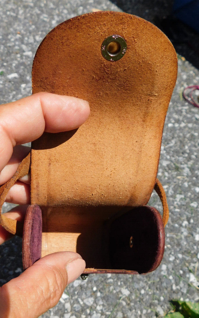 Vtg King Japan Leather Camera Phone Case Snap Flap Strap Brown 4″x2.5″x1.5″