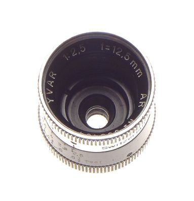Kern paillard Yvar 1:2.5 f=12.5mm bolex film camera lens caps hood leather case