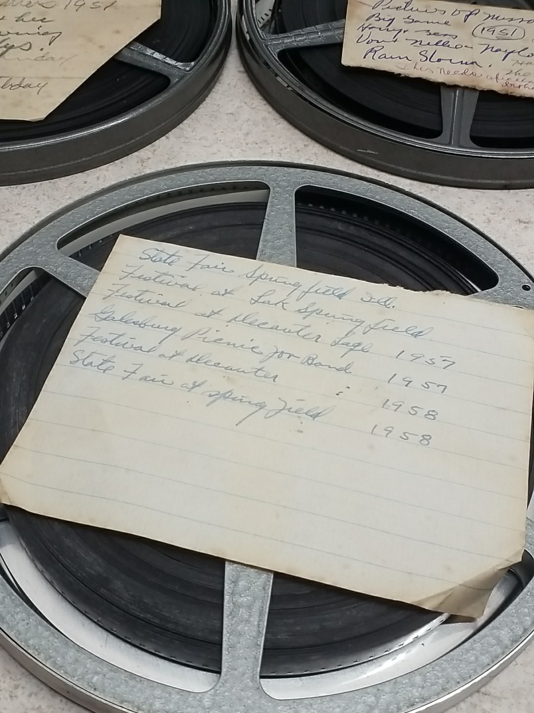 2 Vintage 7 Inch Metal Reels and Cases Compco Bros. 1 B & HC REEL & Case