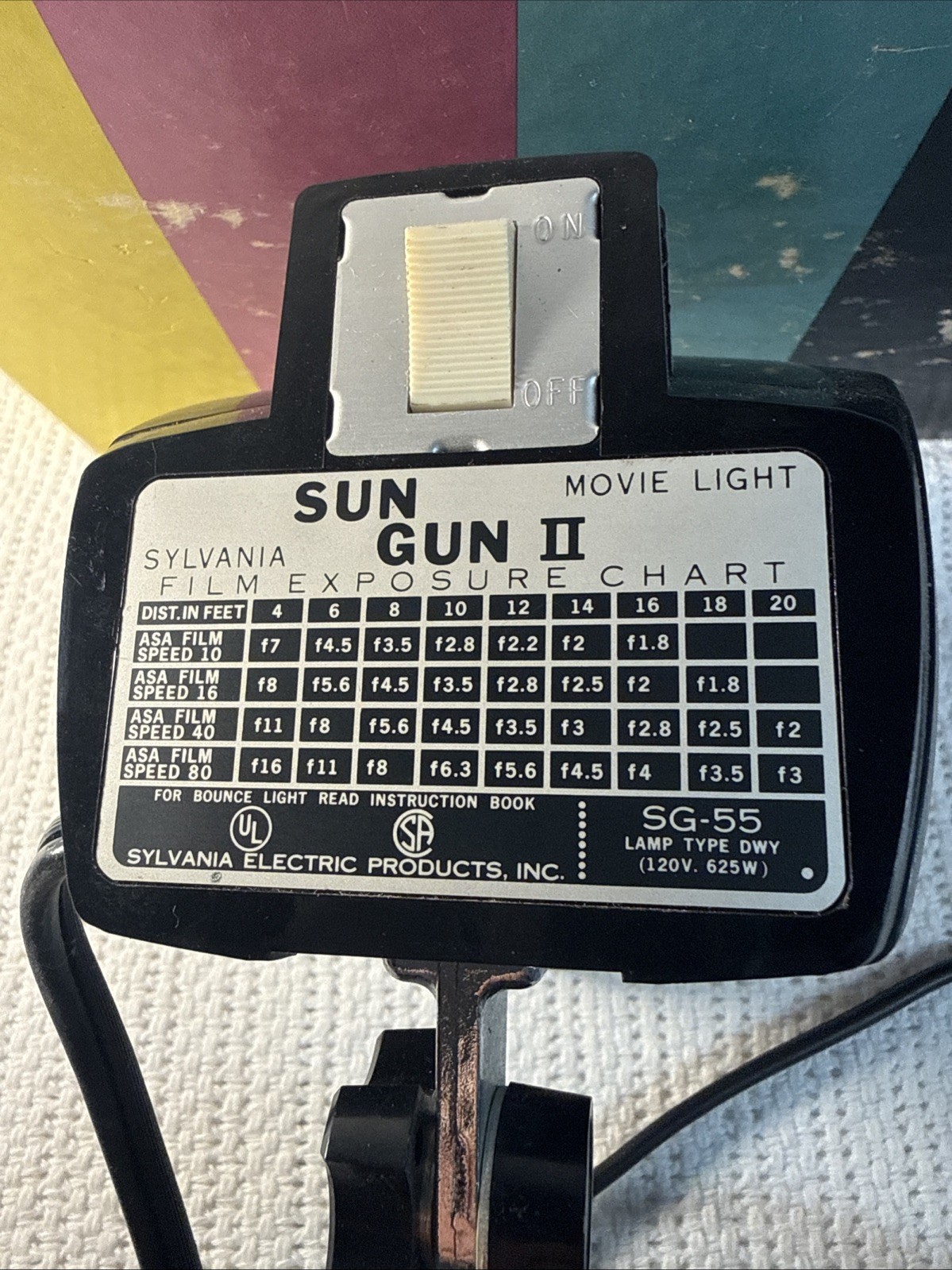 SYLVANIA SUN GUN II SG-55 Movie Lighting 1960s Vintage TESTED WORKS