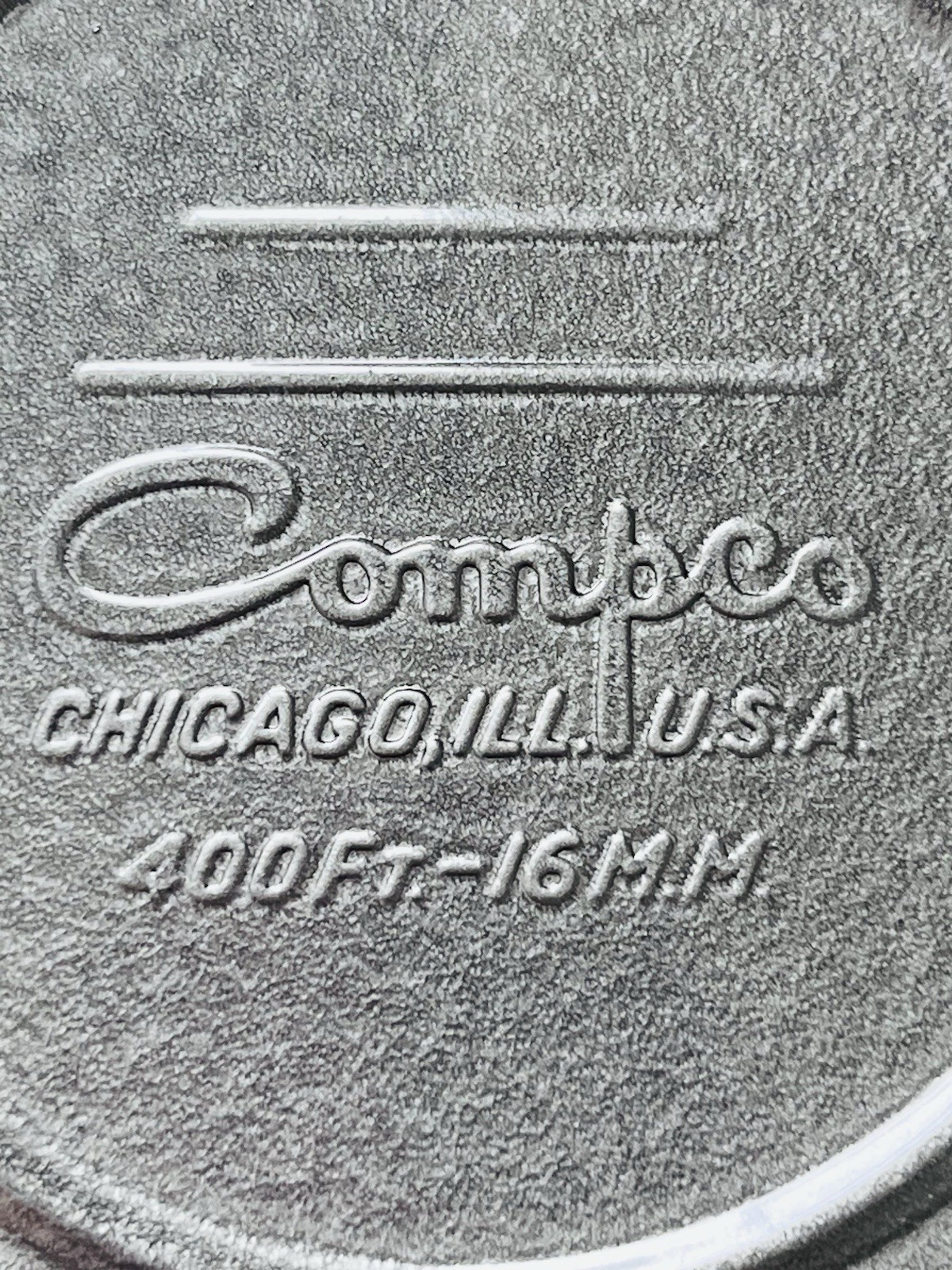 Vintage Compco Film Reel Canister Shipping Box Strap 16mm 400 Feet USA 1968