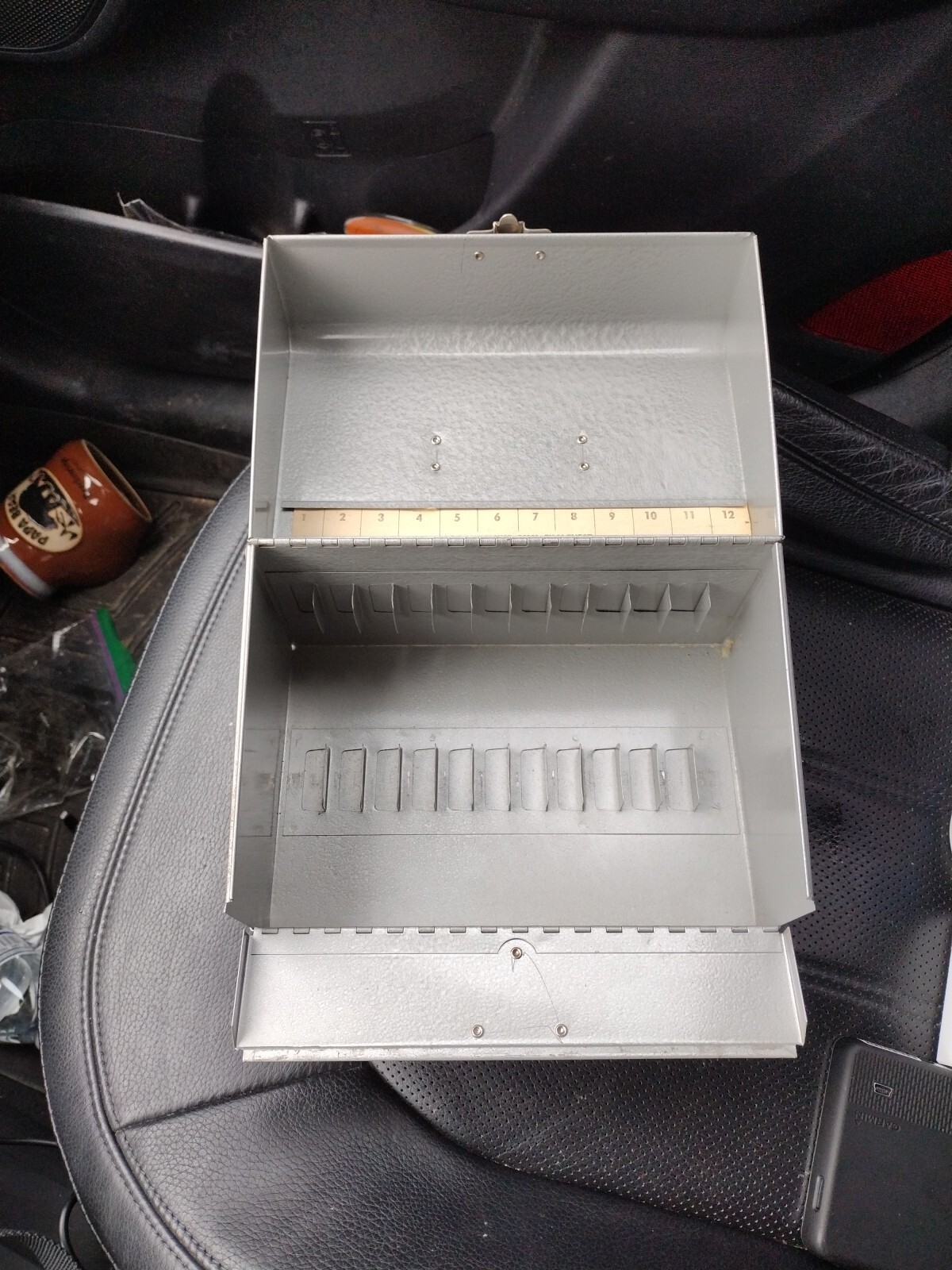 Vintage new grey Logan De luxe Metal 8mm Film Chest Carrying Case Holds 12 Reels