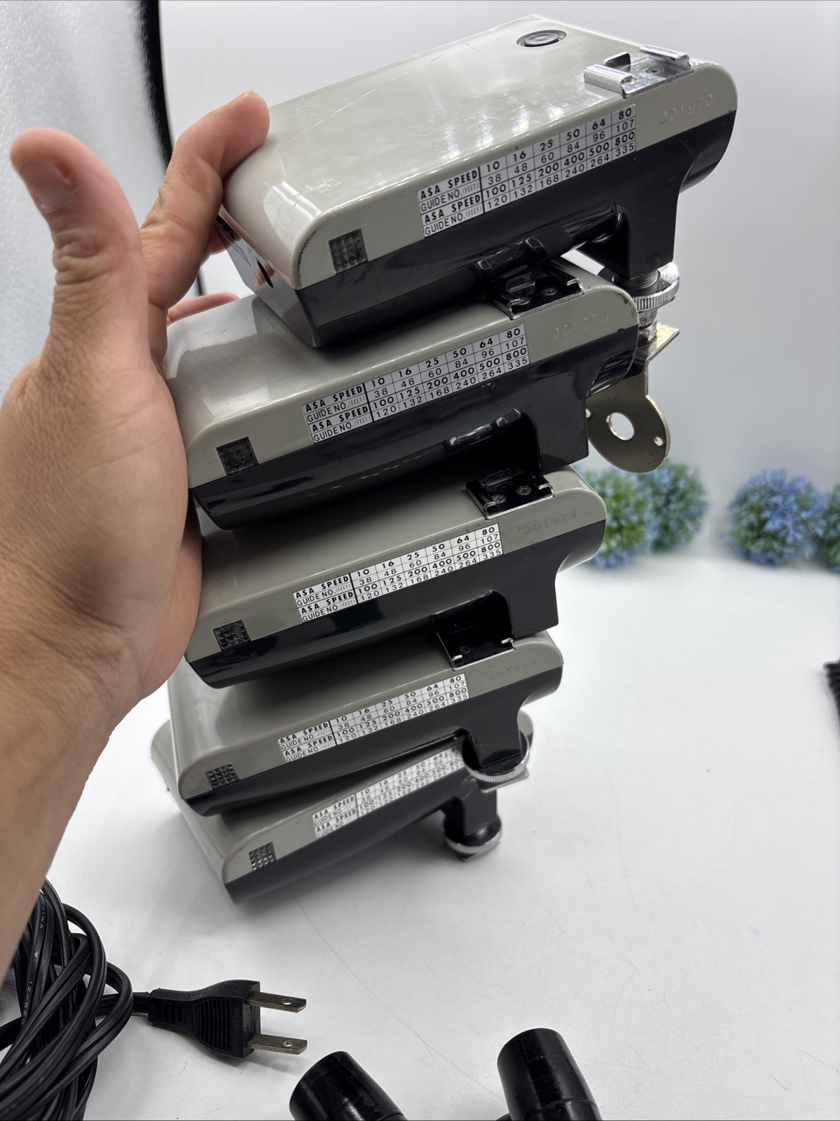 5 Vintage Spira-Lite SR Japan Photography Flash. WORKING