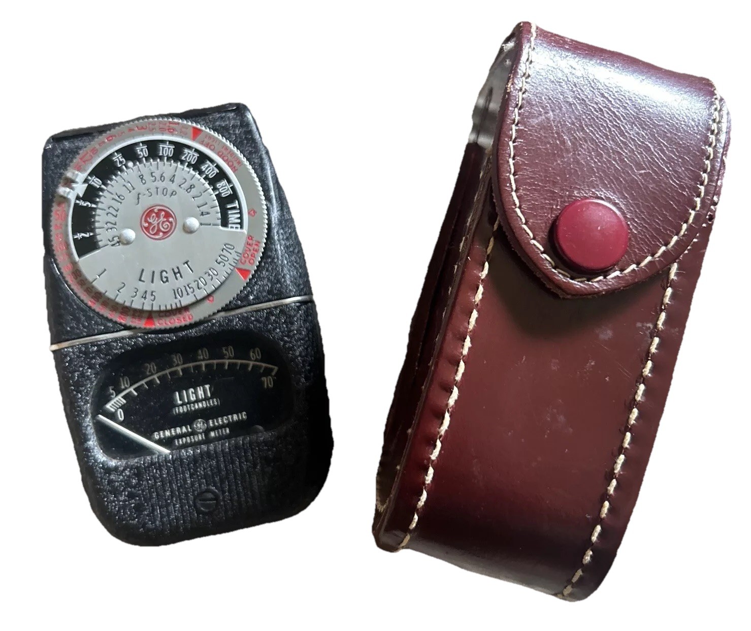 VTG GE Light Meter General Electric W/ Leather Case Type DW-68 Exposure TESTED