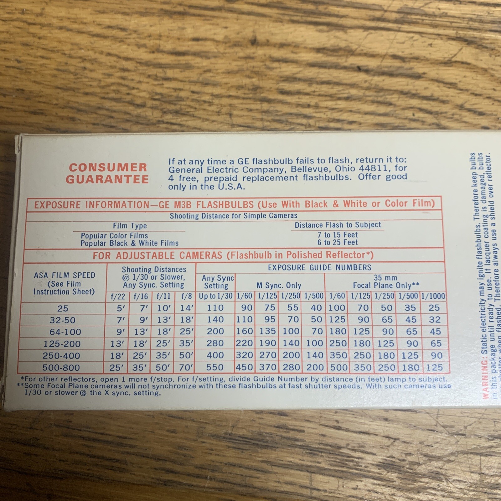 General Electric GE M3B Flashbulbs Vintage