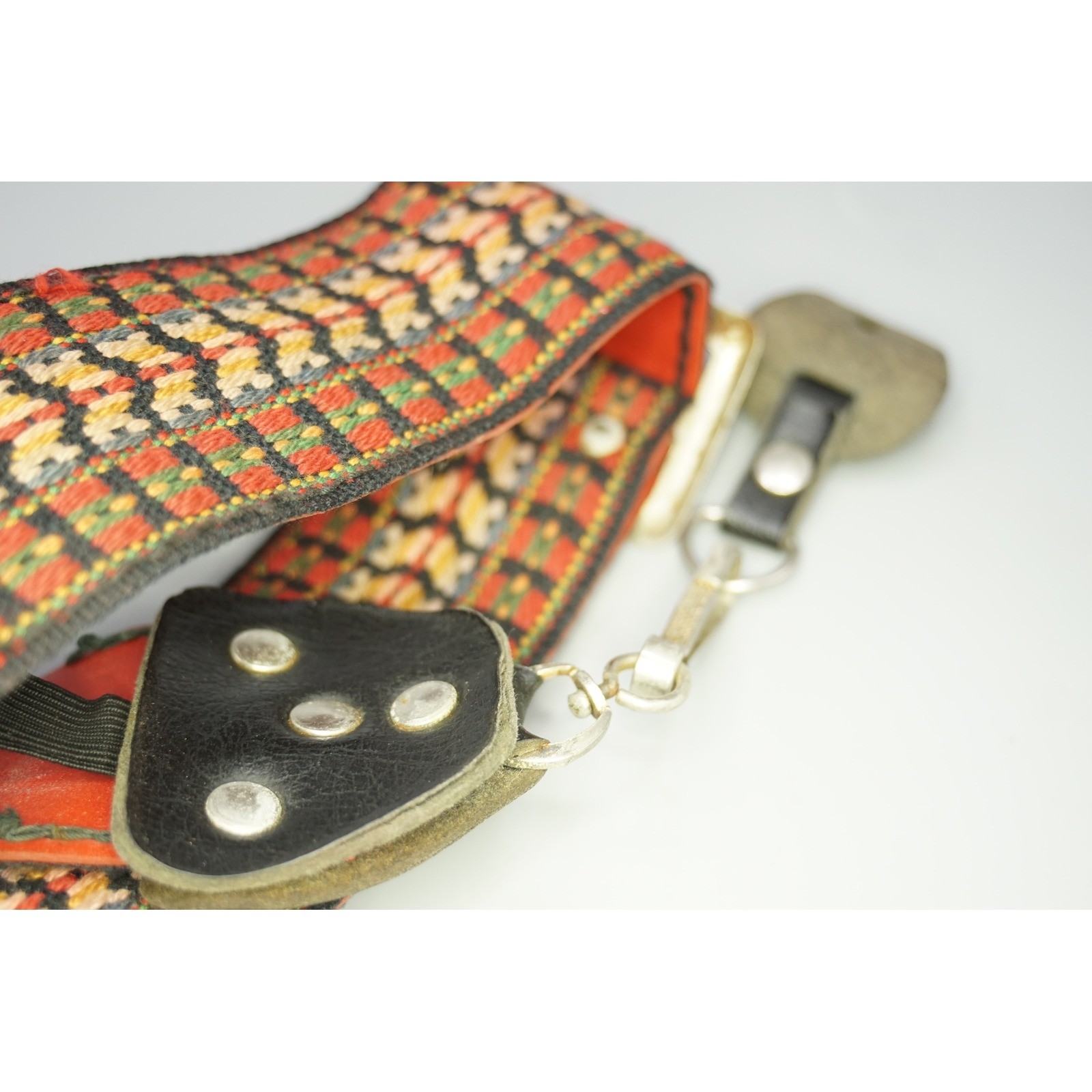 Vintage Woven Hippie Camera Strap Boho Geometric Red Green Orange Retro 70s