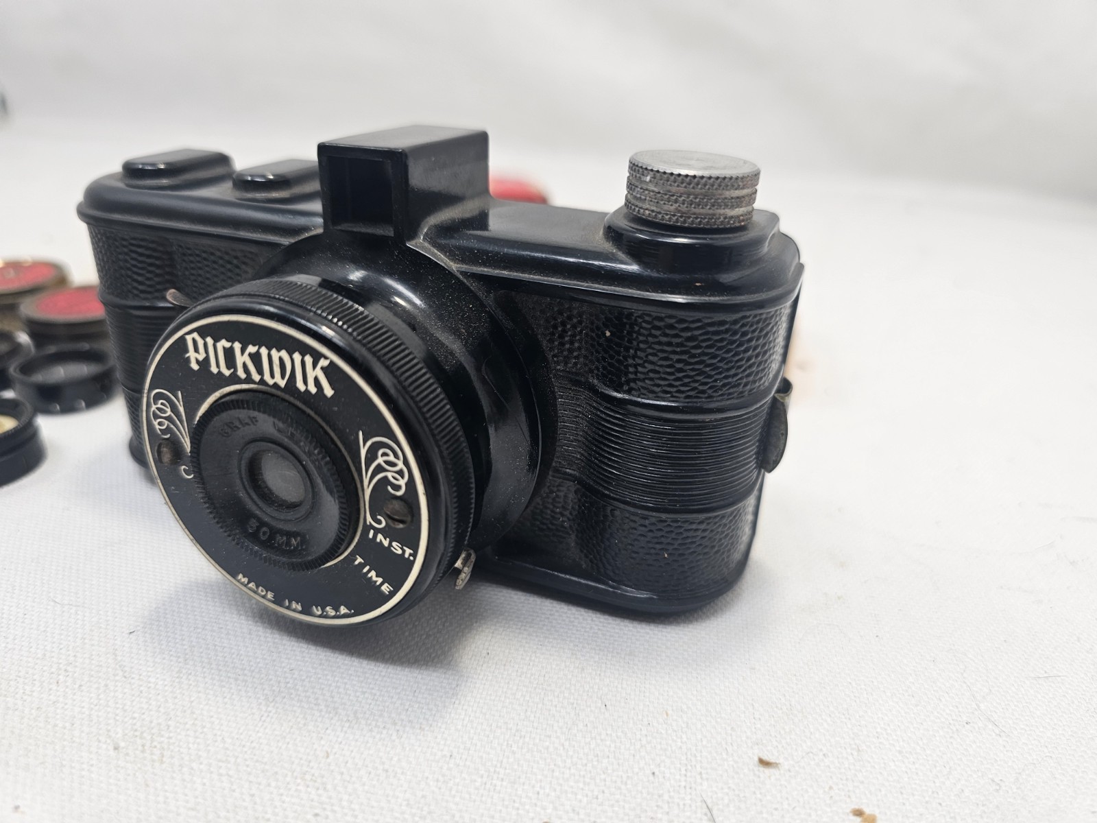 Vintage Pickwik 50mm Graf Lens Bakelite Camera Lot Kodak Filters Ansco Film