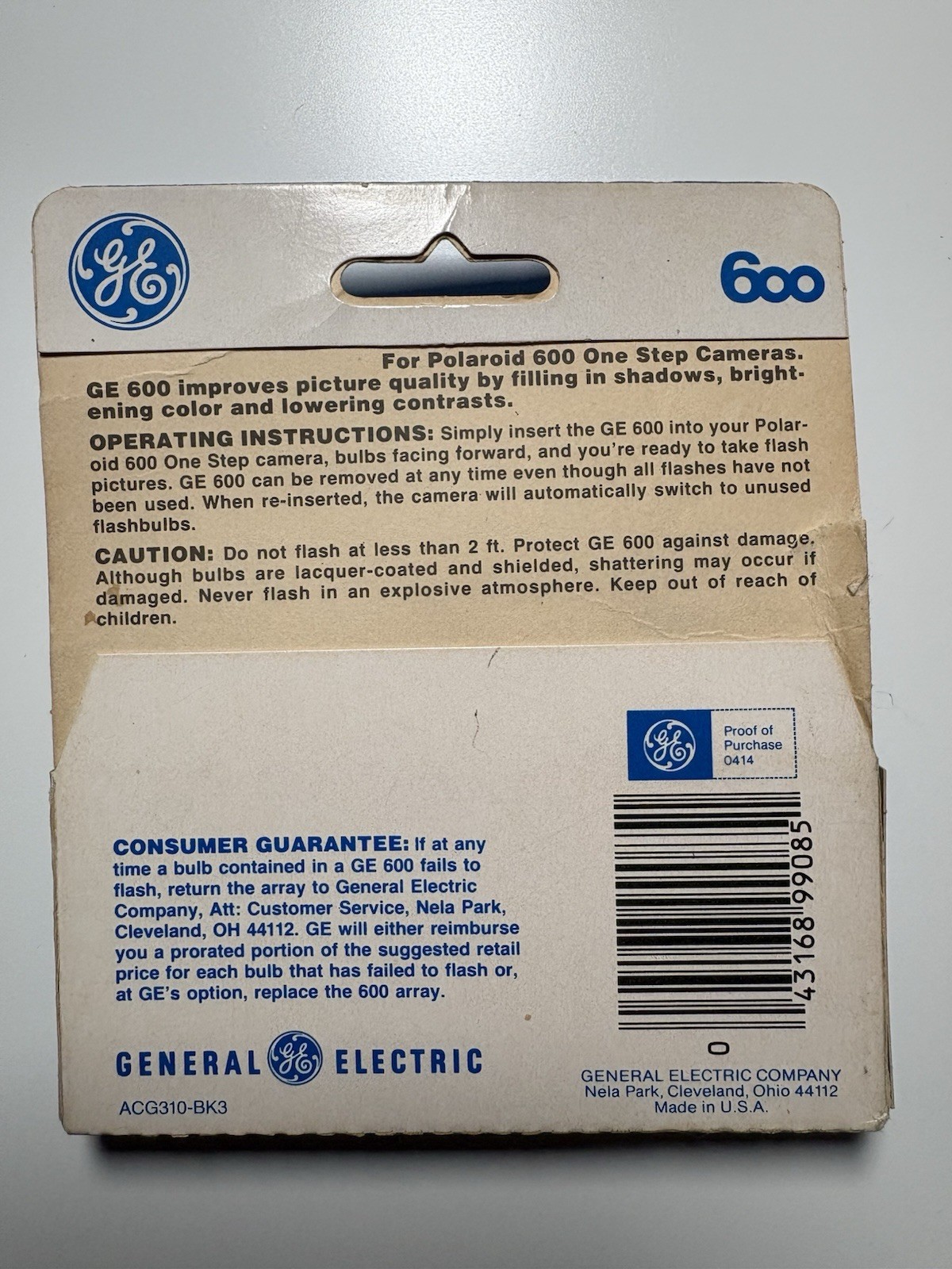 Vintage GE 600 PhotoFlash Array 10 Flash Bulbs For Polaroid 600 Cameras NOS