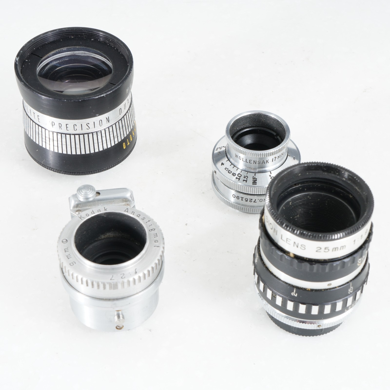 – LOT OF 4 CINE MOVIE CAMERA LENSES FOR PARTS/AS-IS/#5