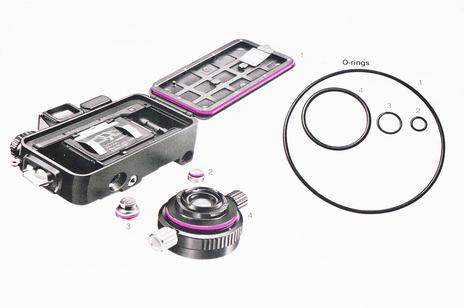 New Nikonos V O-ring set / kit / Satz / Ensemble de joints toriques (4 Orings)