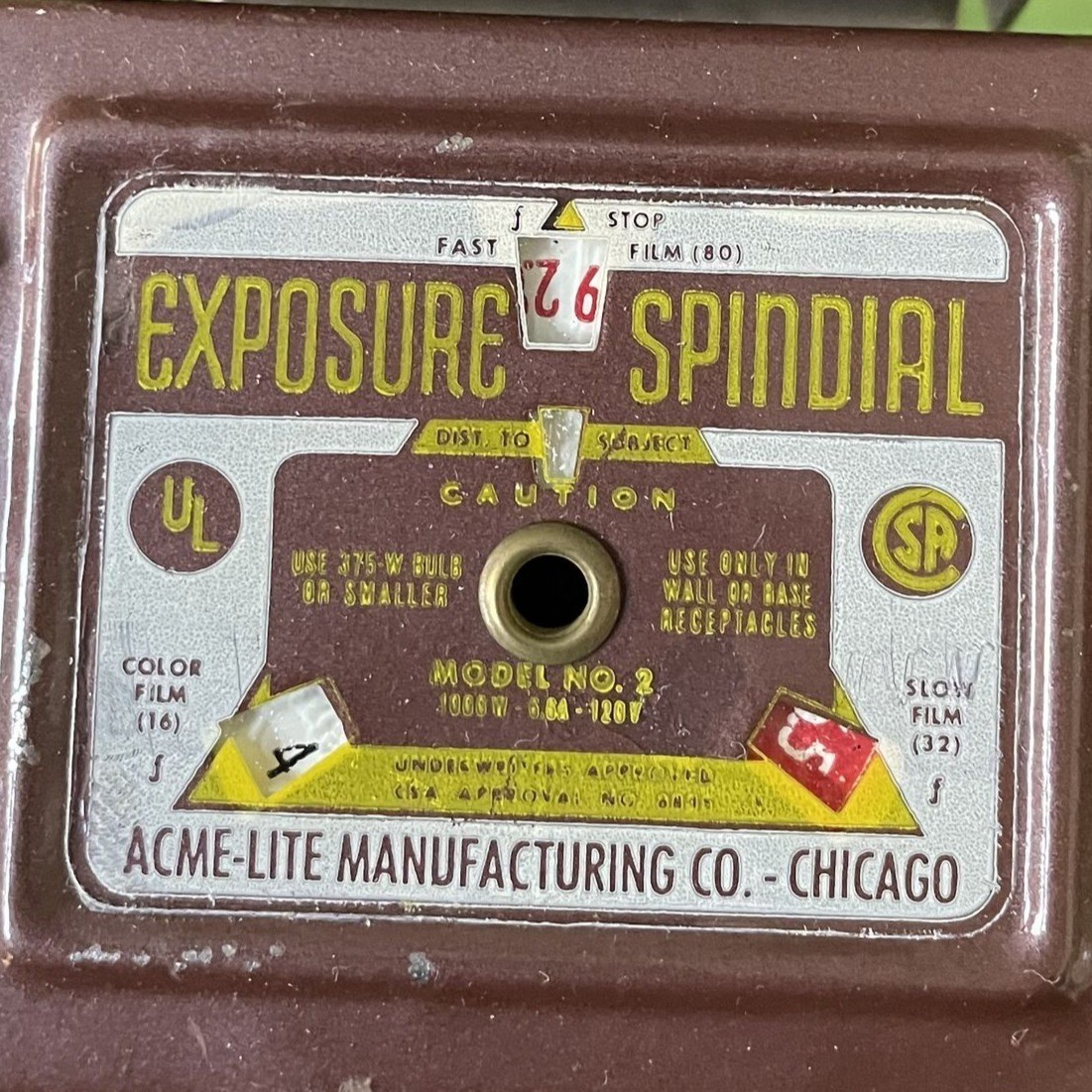 60s Vintage Mov-E-Lite Acme-Lite Exposure Spindial Light Fixture *WORKS*