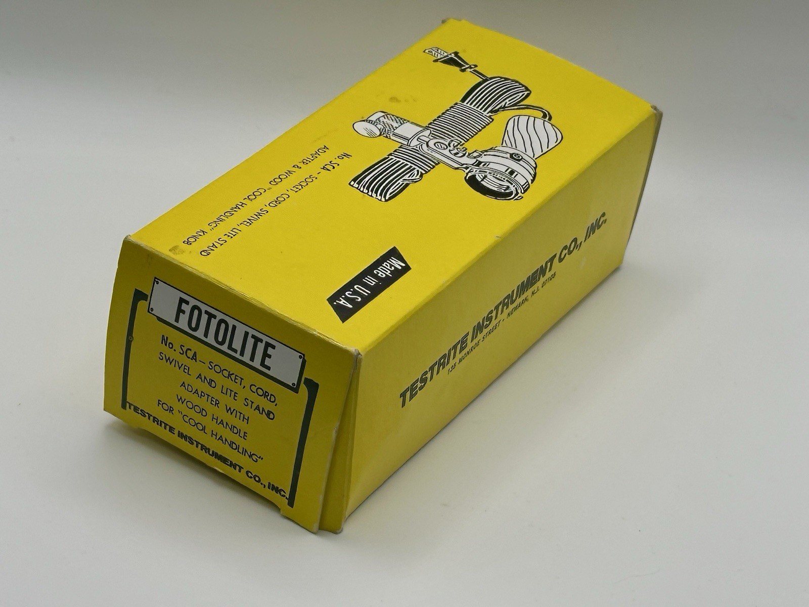 Vintage Fotolite SCA Photography Clamp Light – Testrite USA – Wood Handle – NIB