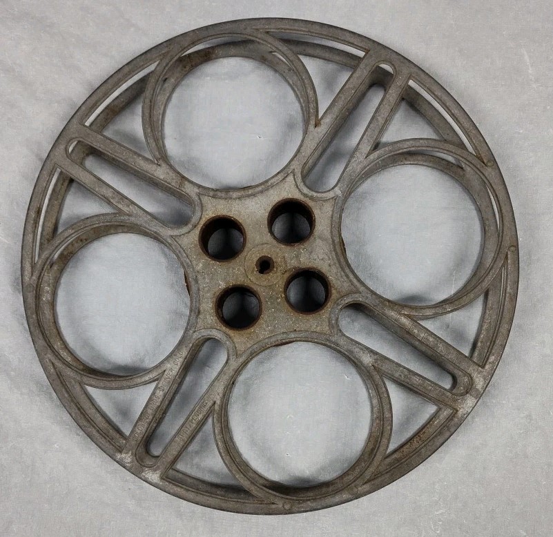 CORROSION Goldberg Bros-Colorado Vintage 15″ 35mm Film Reel WORN Aged Movie