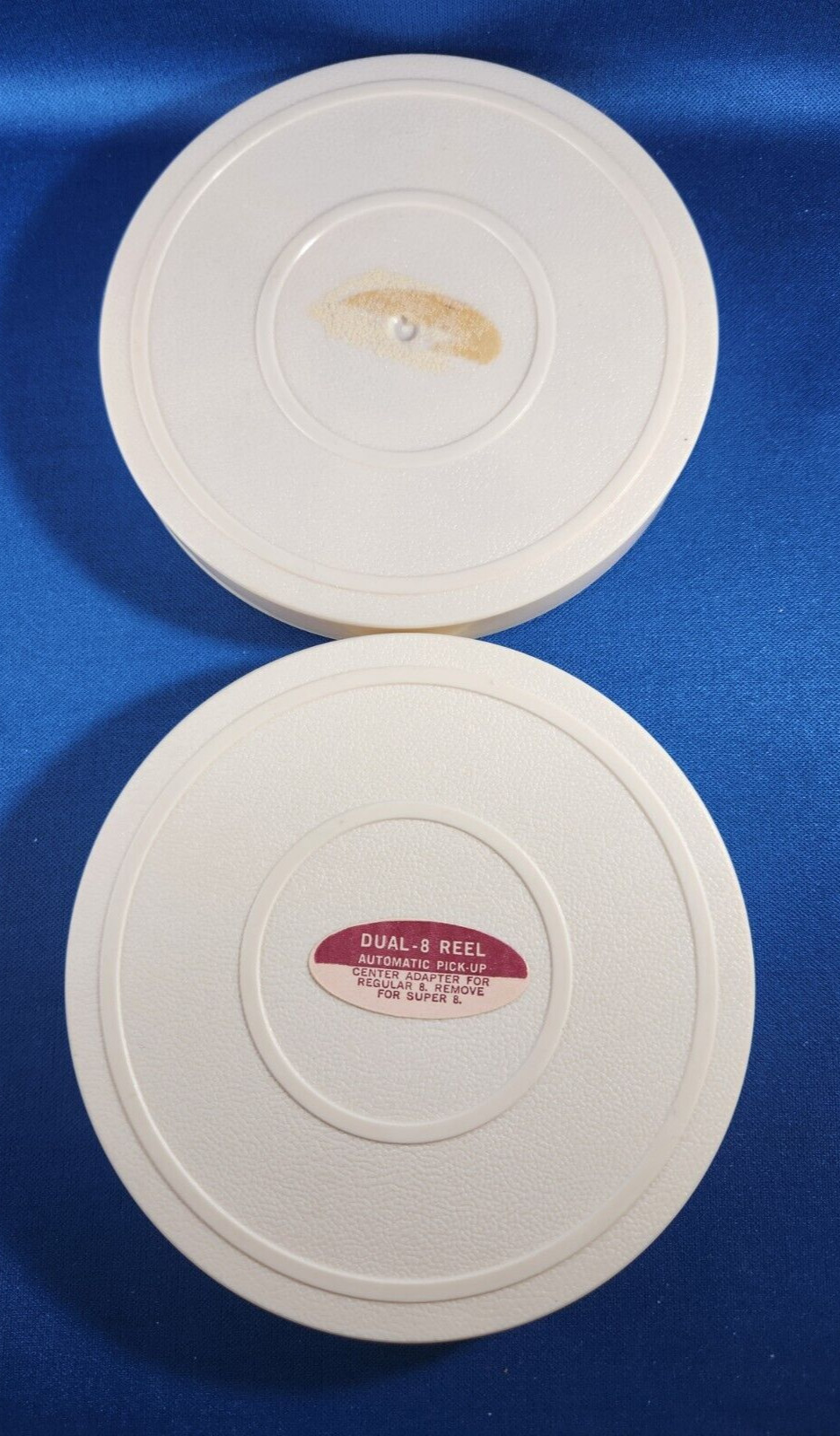 Vintage 2 Super 8mm Plastic Cases Canisters Cream/Beige + 1 Reel 5”
