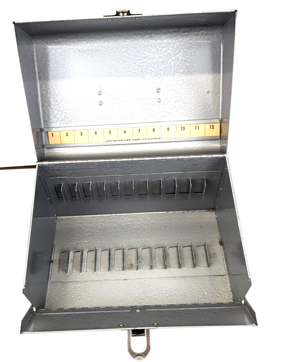 Vintage Logan Deluxe 8mm Film Chest 12-5″ Reel Capacity Latch Handle 5.5×5.5×8.5