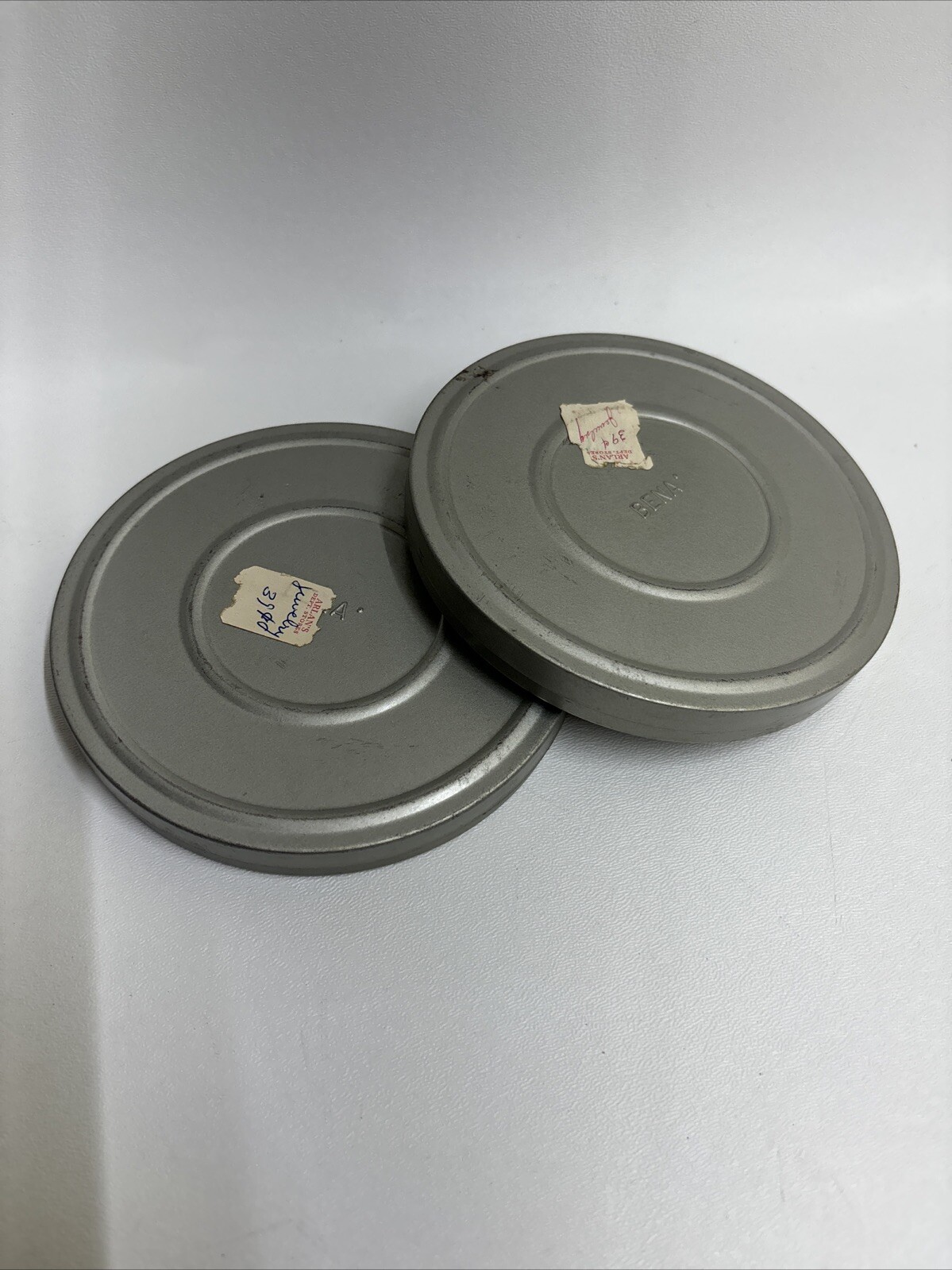 Lot Of 2 – 5″ 8mm Film Reels & Tin Cans – Comp Co & Unbranded Metal