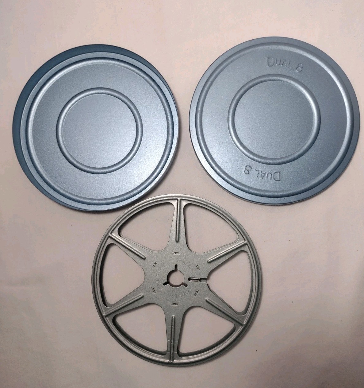 Vintage Scherer Dual 8mm Film Can and Reel 5″
