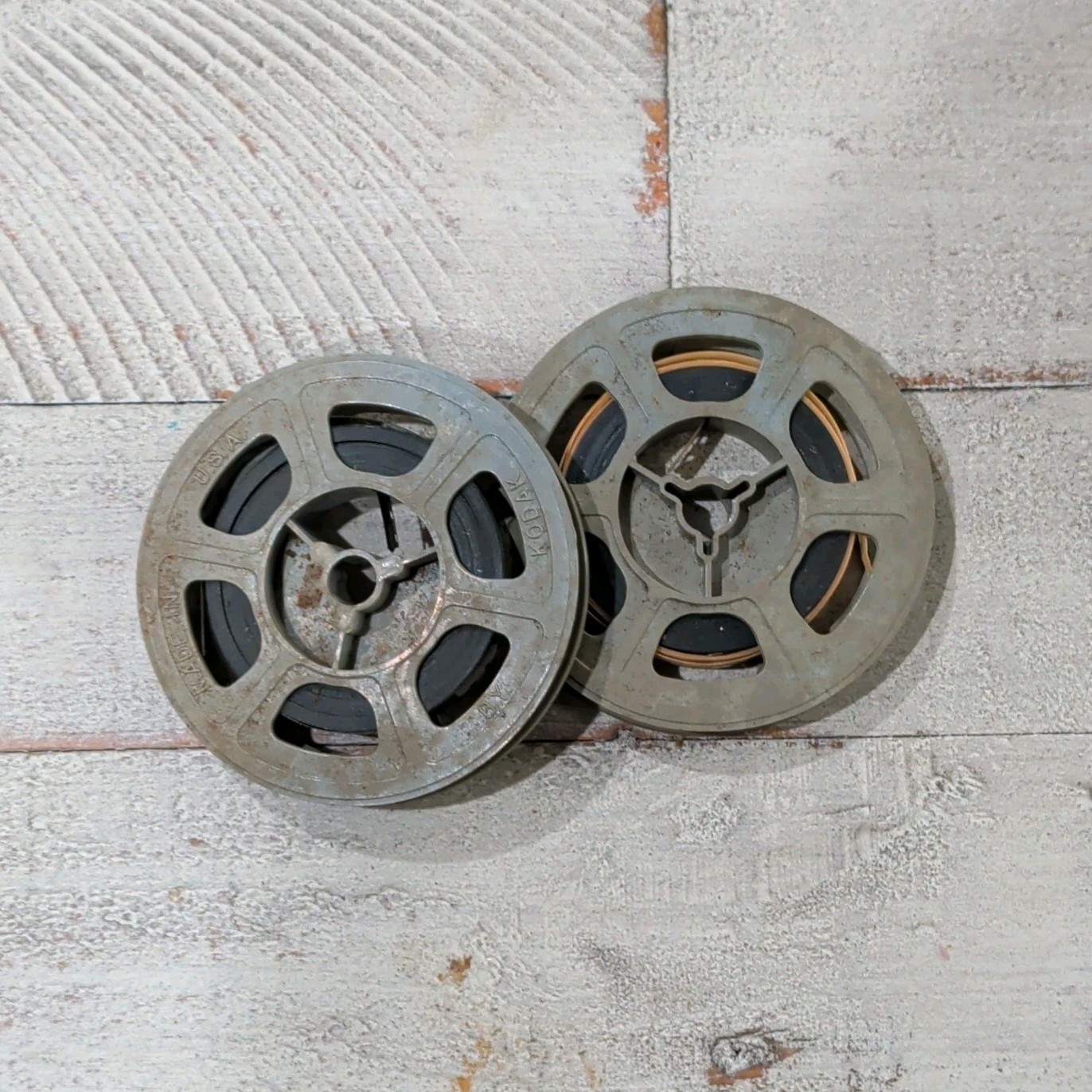 Vintage Metal Movie Film Reels Lot of 2 Universal Compatible Reels
