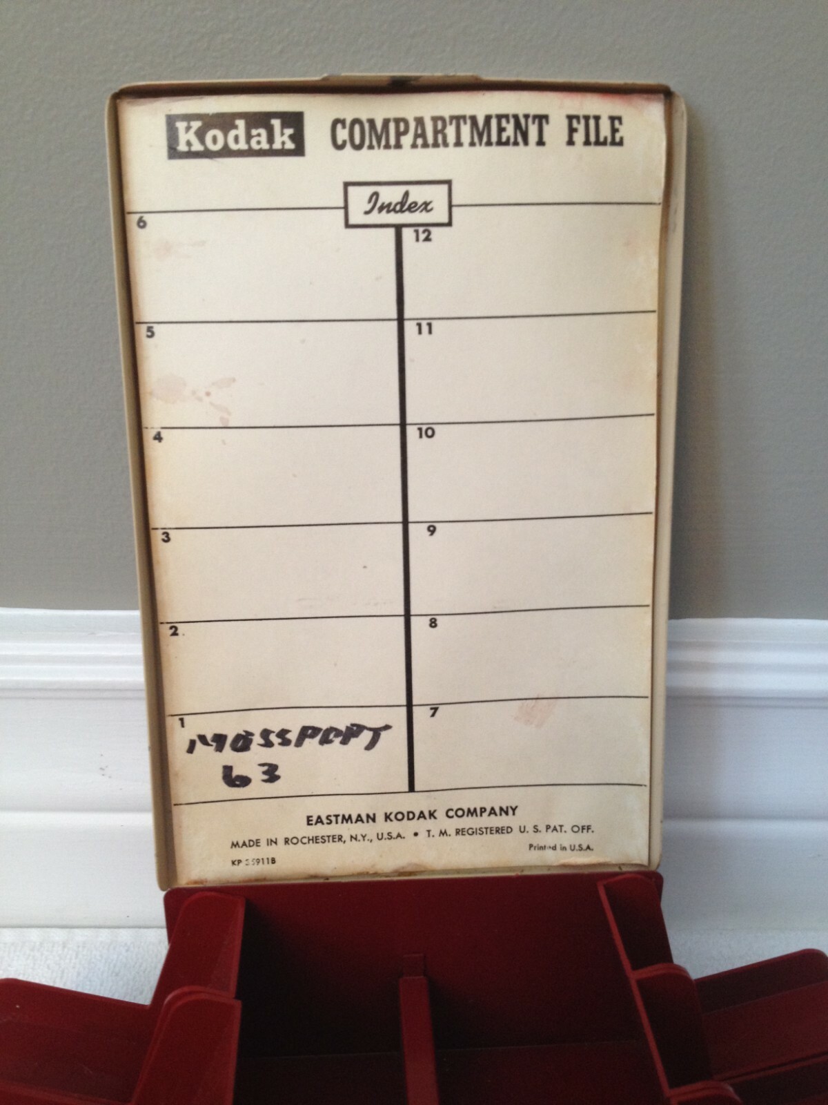 Vintage 1950’s Eastman KODAK Co. Mounted Slides File-Box w Index-Card, Label
