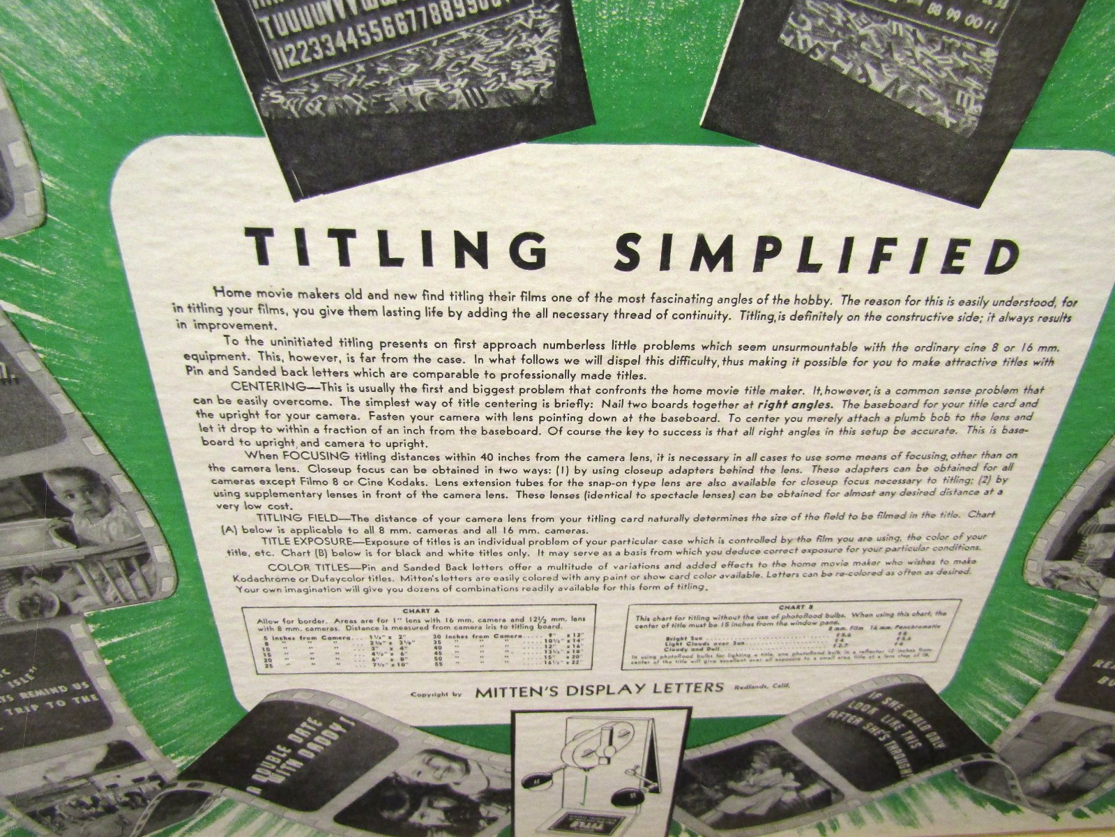 VINTAGE MITTEN’S PLT-1 MOVIE TITLER PUSH PIN LETTERING NOS W/BOX