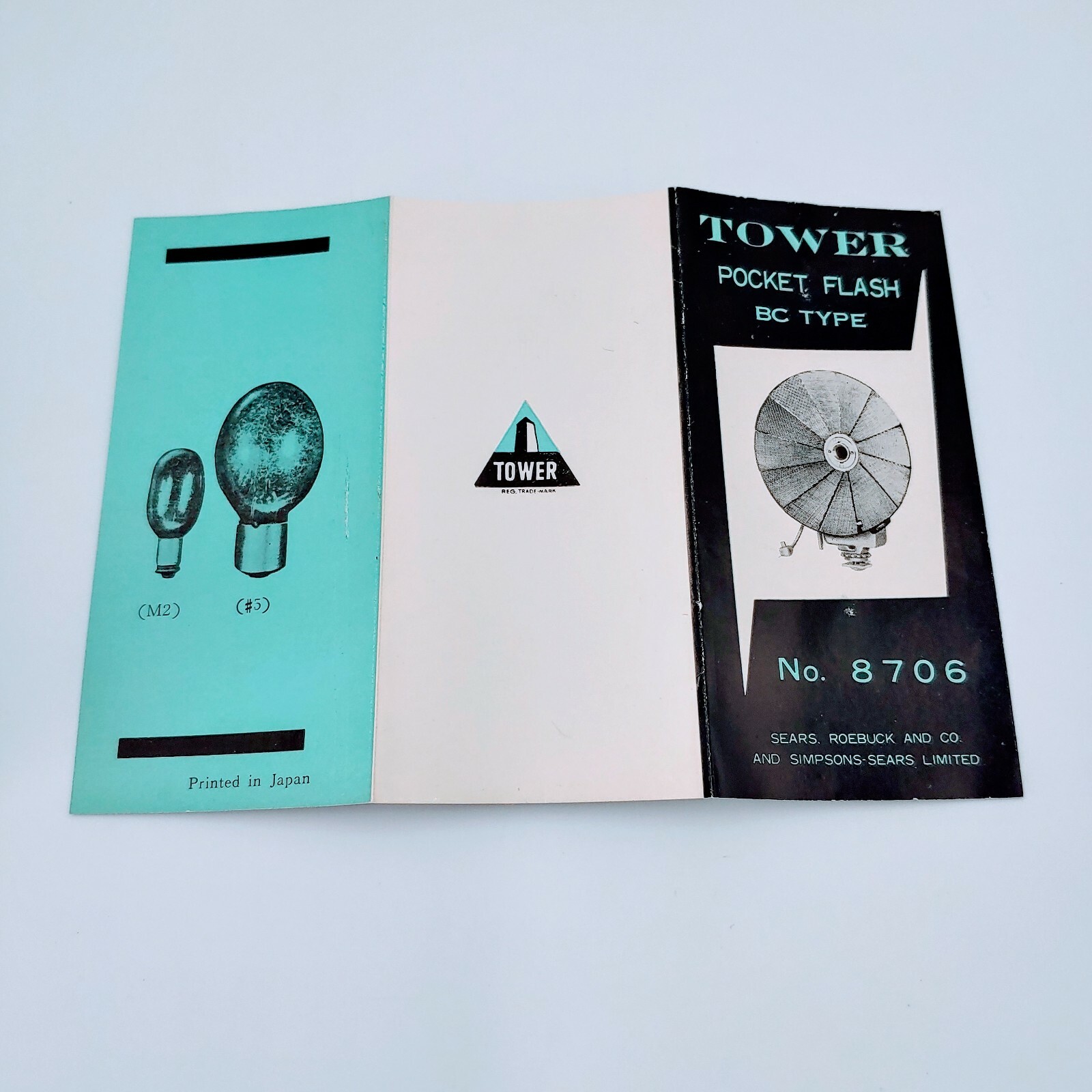 TOWER POCKET FLASH 8706 OLD VINTAGE FILM PHOTOGRAPHY SEARS ROEBUCK REFLECTOR. PO