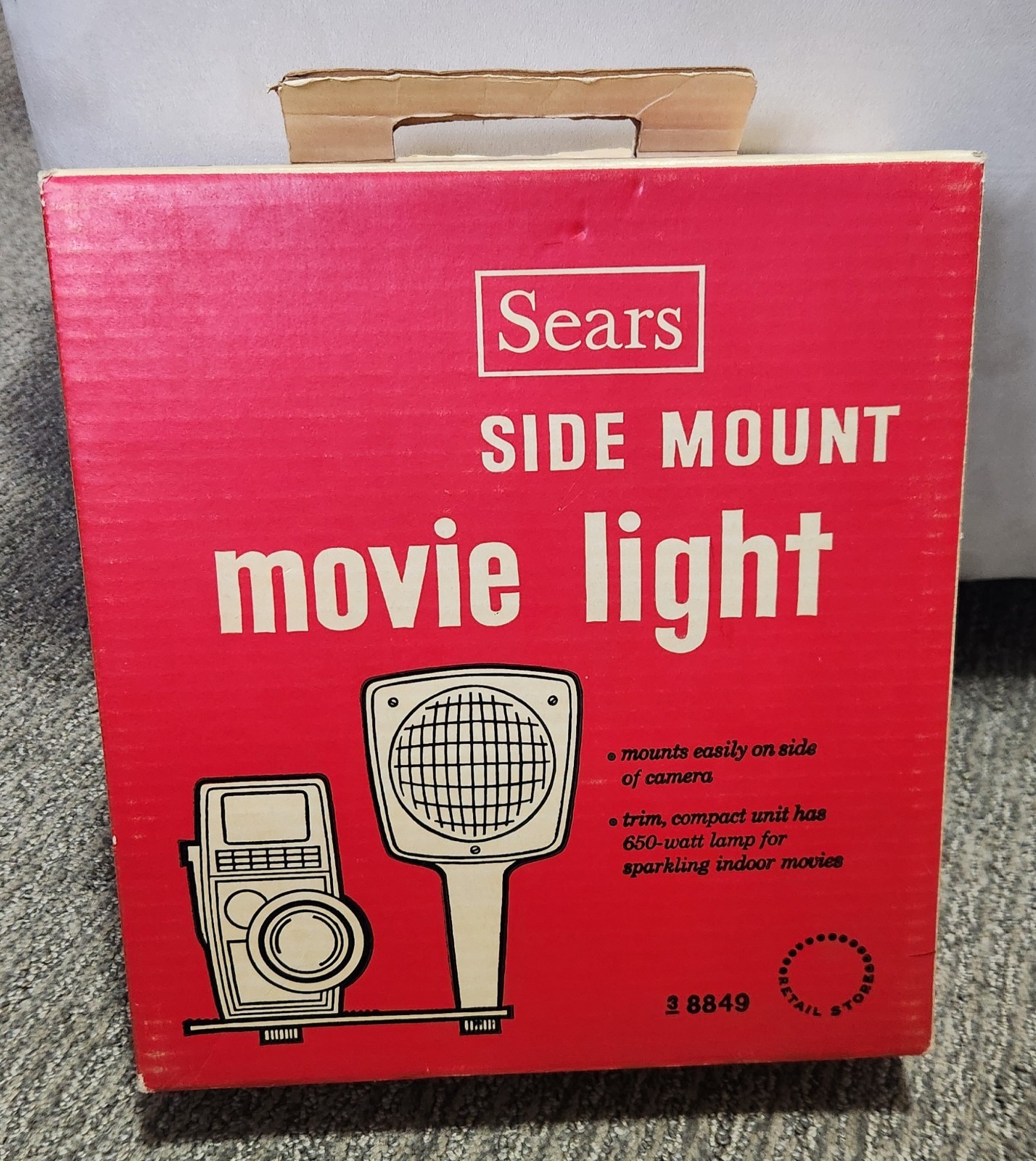 Vintage Sears Side Mount Movie Light 3-8849 With Original Box Works Great