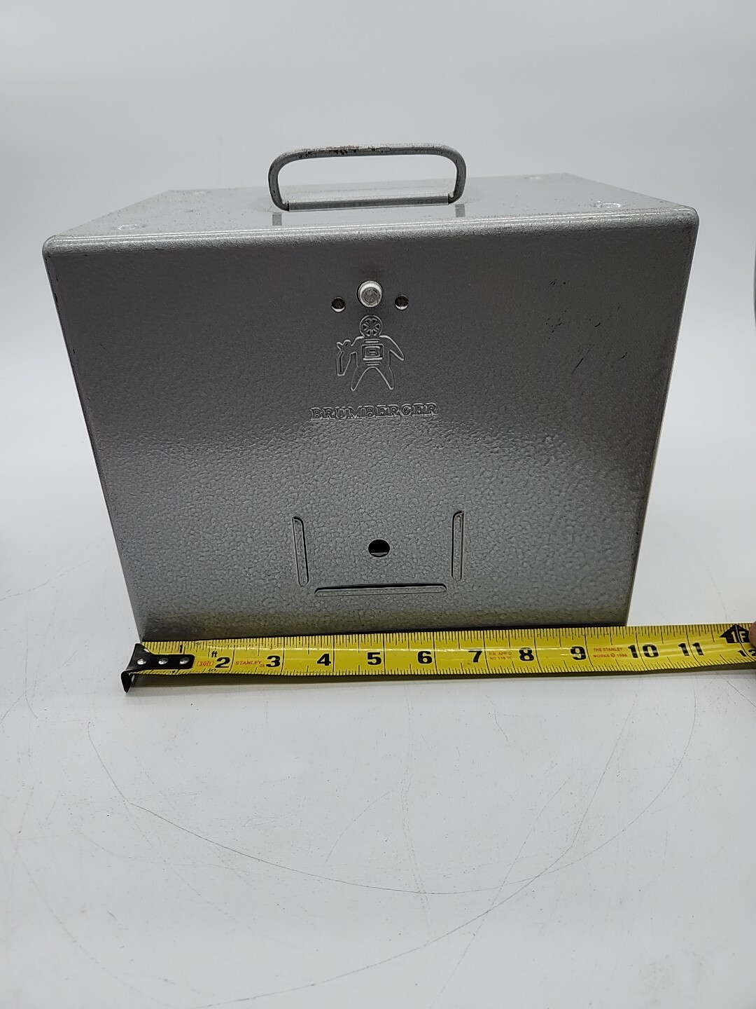 Vtg Brumberger 8 mm metal reel holder case storage bin 1950 mid century