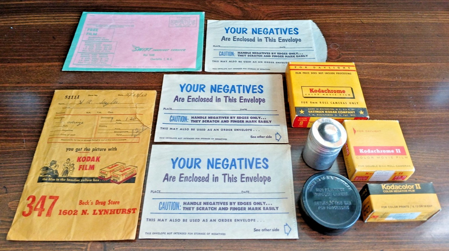 Vintage Kodak Unopened Film Lot, Collectible Canisters & Film Mailing Envelopes