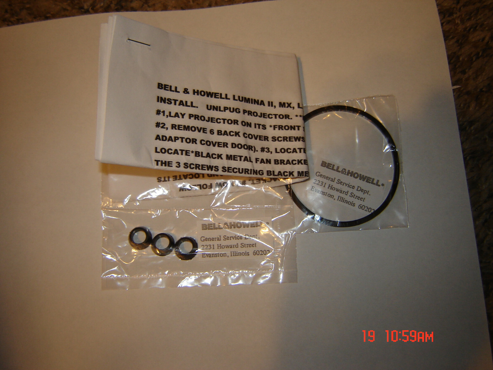 8mm Bell and Howell Lumina LX Series,3 CONE TIRES & INSTRUCTION, & 1 MOTOR BELT
