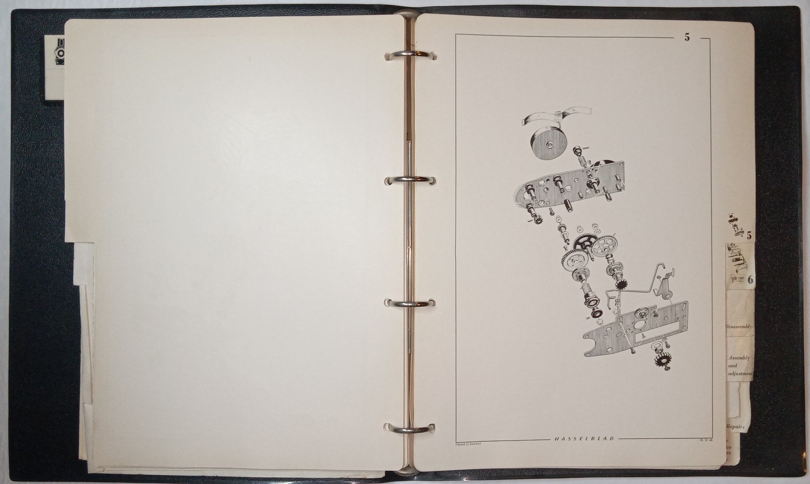 Original Hasselblad 500EL Body Spare Parts Catalog & Repair Manual #4124