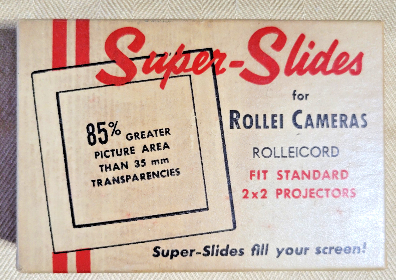 vtg 27 Super-Slides for Rollei Cameras Rolleiflex 2×2 85% greater picture area