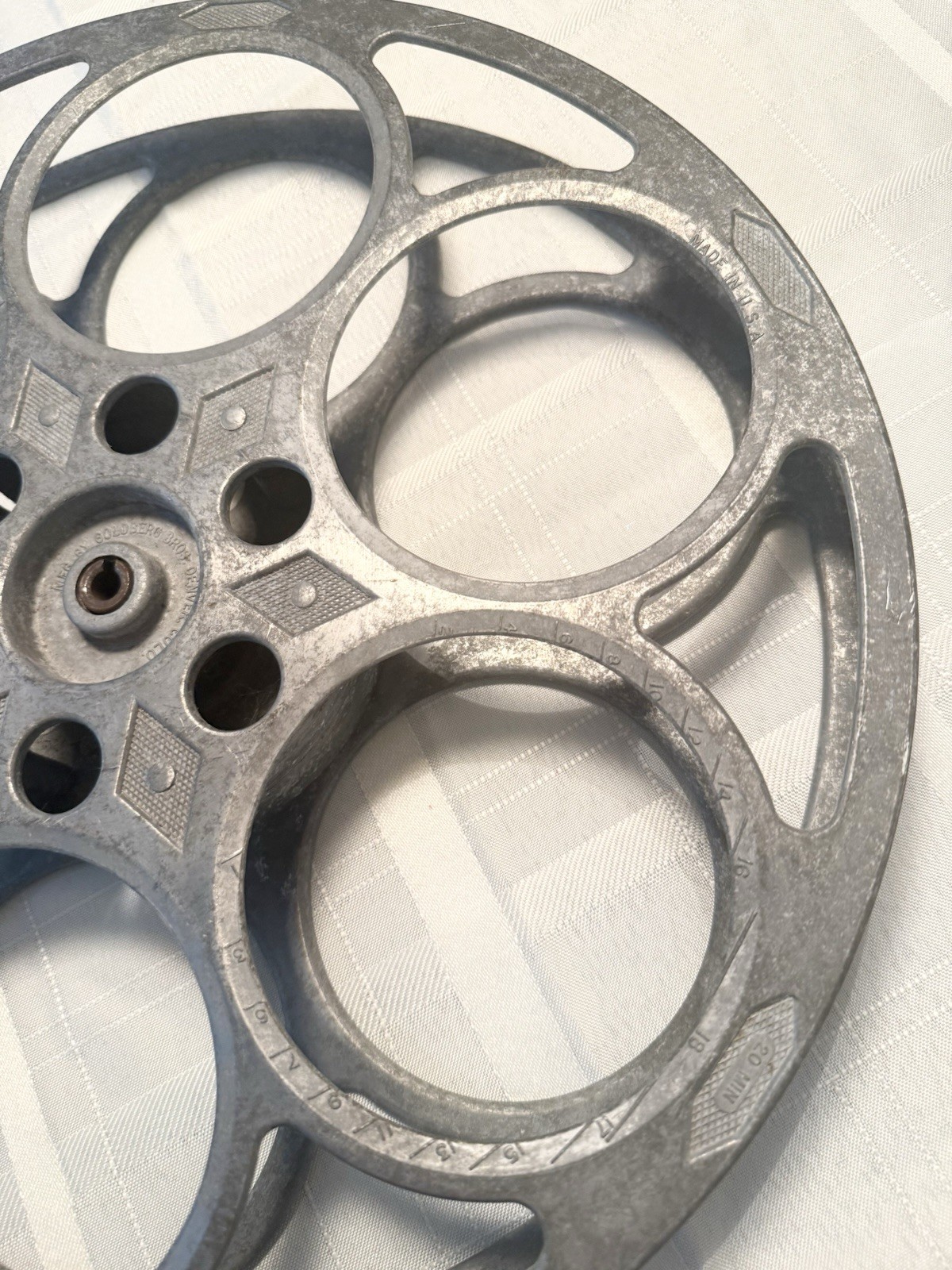 Vintage 16mm Metal Film Reel Goldberg Bros. Denver Hollywood Industrial Decor
