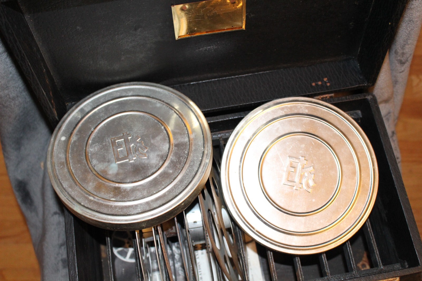 Vintage Movie 12 Reel Case Box w/ 4 Unique Reels & 2 Cases – Good Vtg Condition