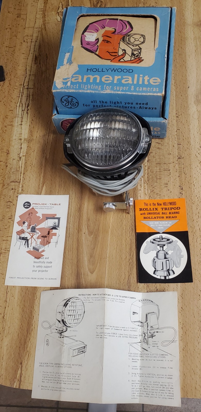 Vintage Acme-Lite Cameralite by GE Top Mount light for Super 8 Cameras Hollywood