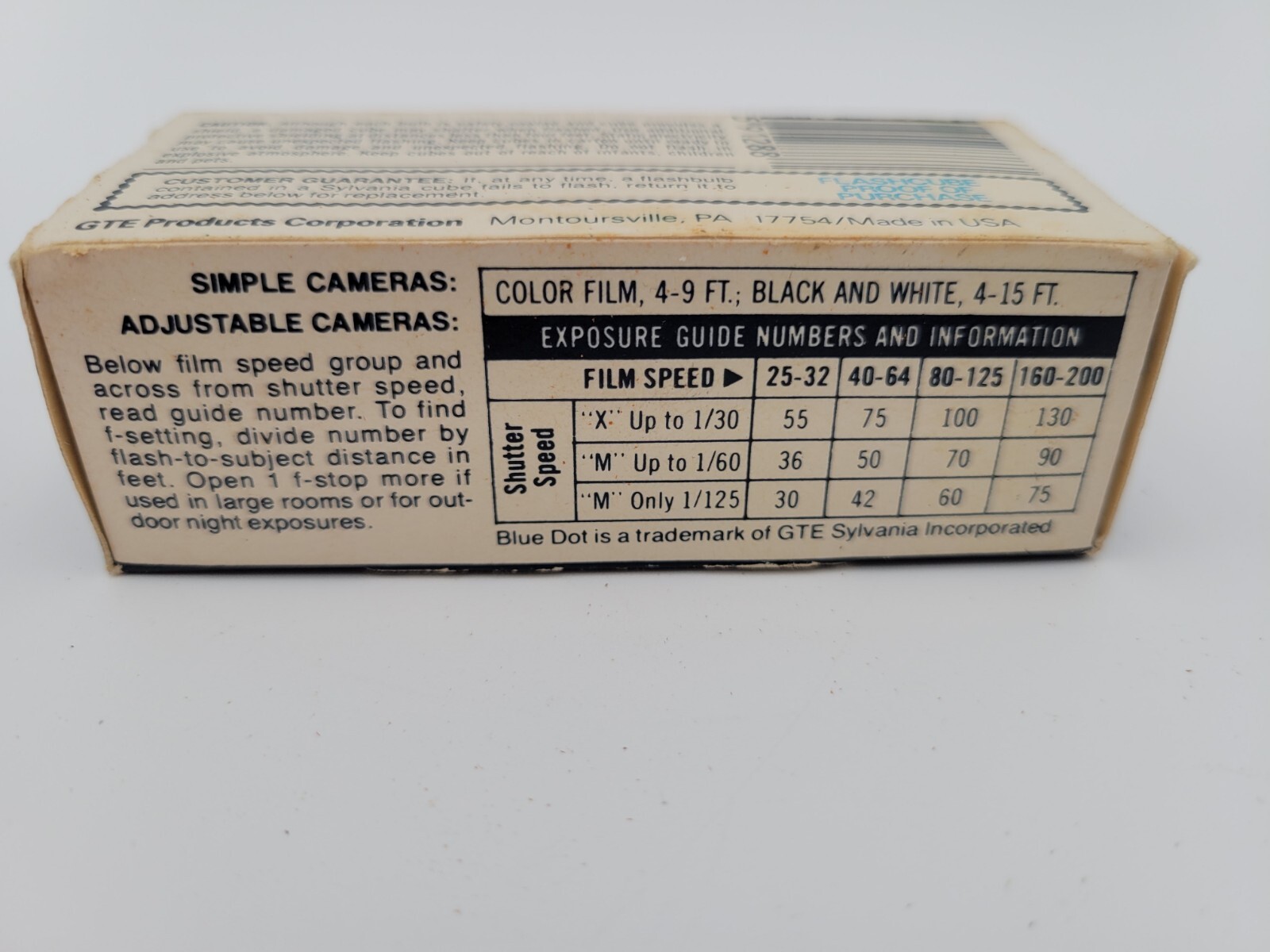 Vintage GTE Sylvania Flash Cubes 3 Cubes In Original Box 12 Flashes Total