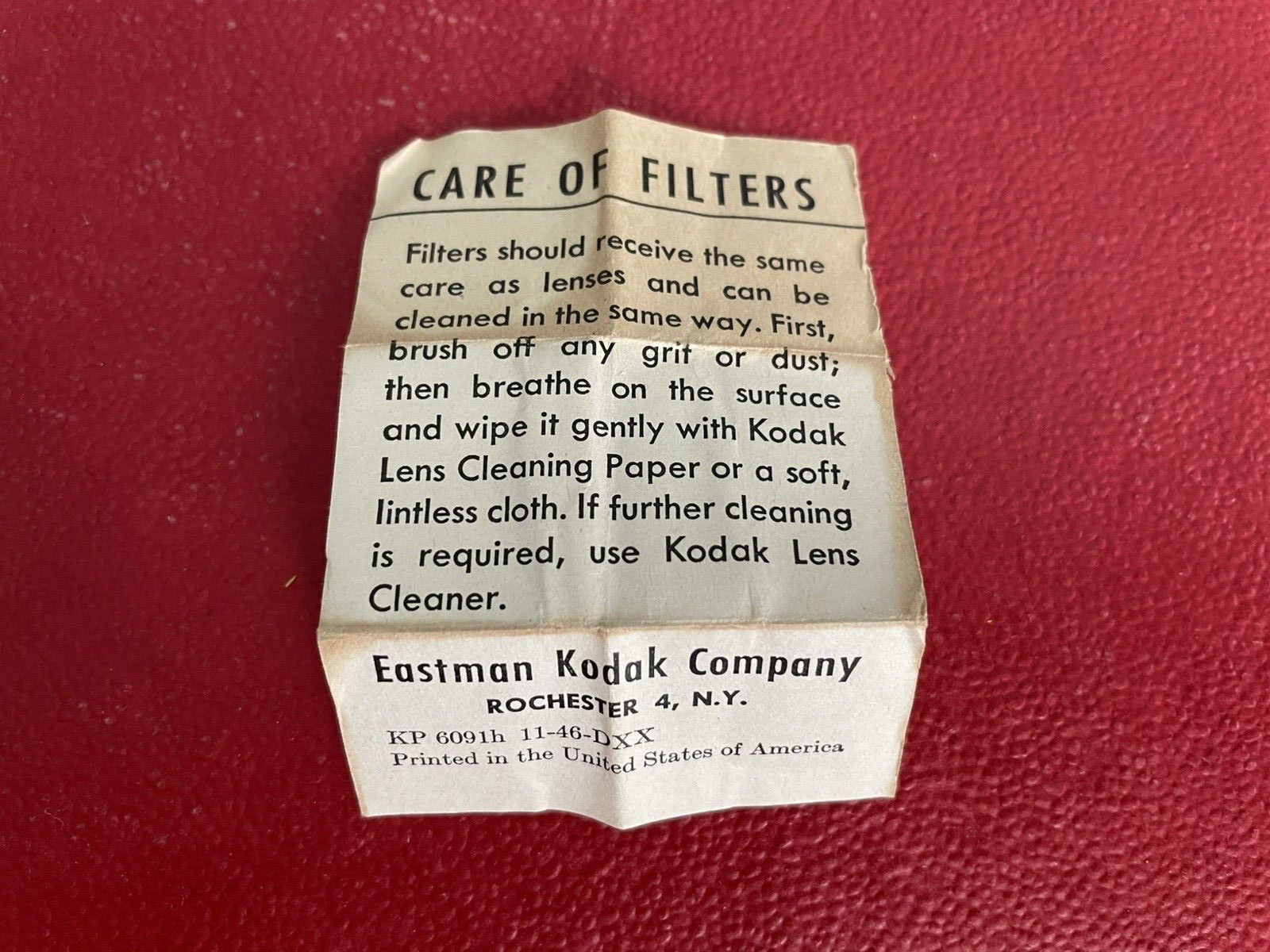 Vintage EASTMAN KODAK CO Wratten Filter A Z Mount w/ Box & Brochure RED