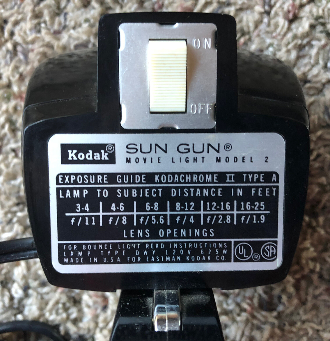 Vintage KODAK Sun Gun Movie Light-Model 2 -Original Box – Tested- Works great