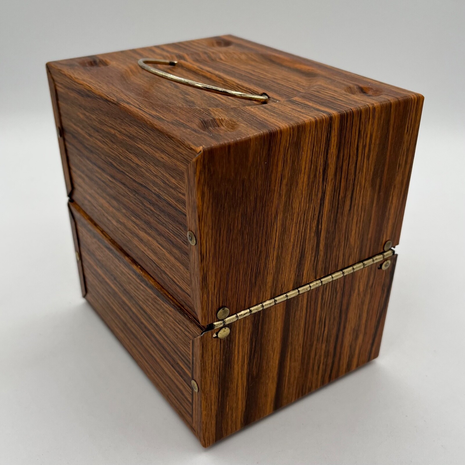 Vintage FOCAL Super 8 Kmart Film Storage Carry Woodgrain Metal Box 1960s 5″ Reel