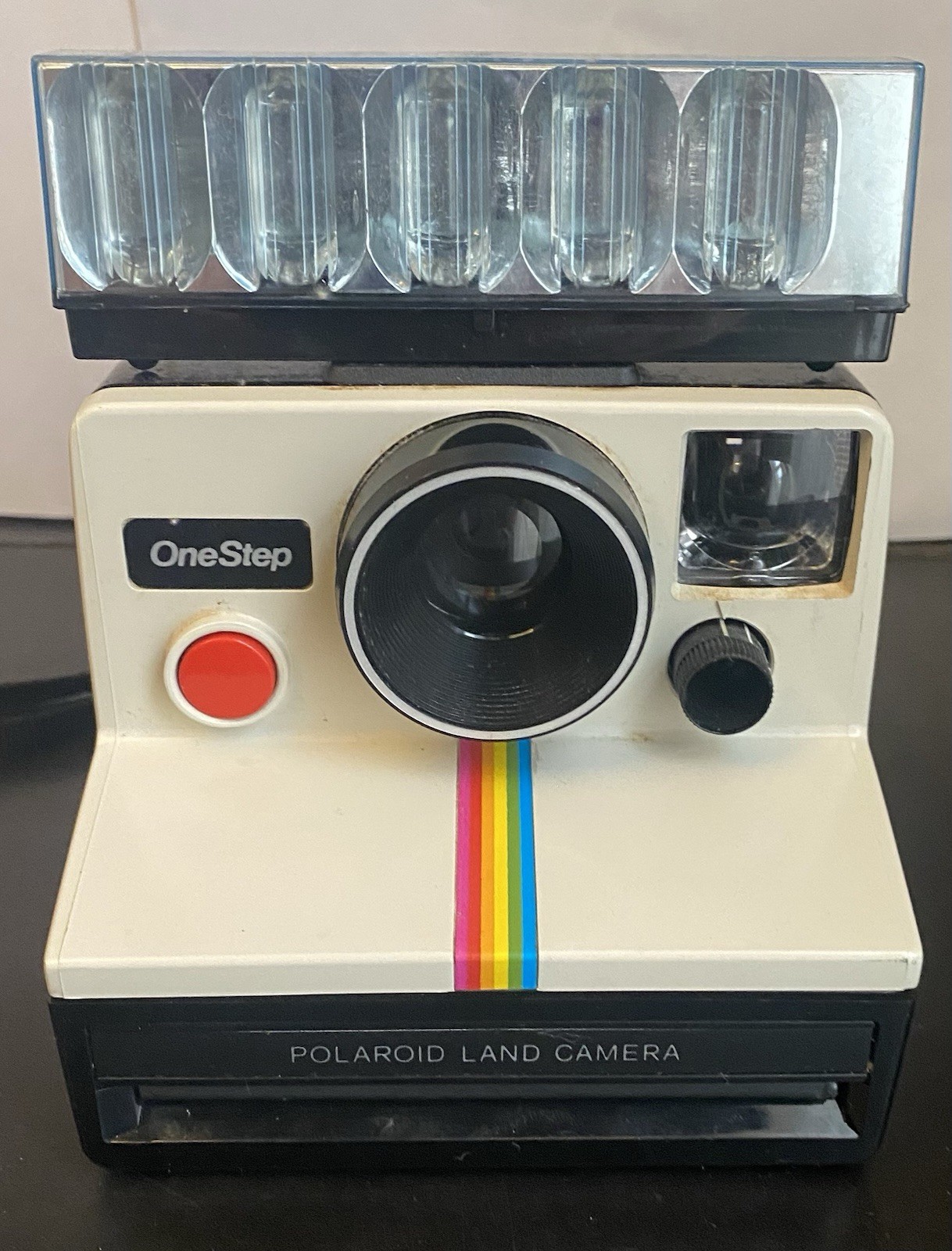 Polaroid OneStep Rainbow Stripe Instant Land Camera w Bulbs Pre-Owned Not Tested