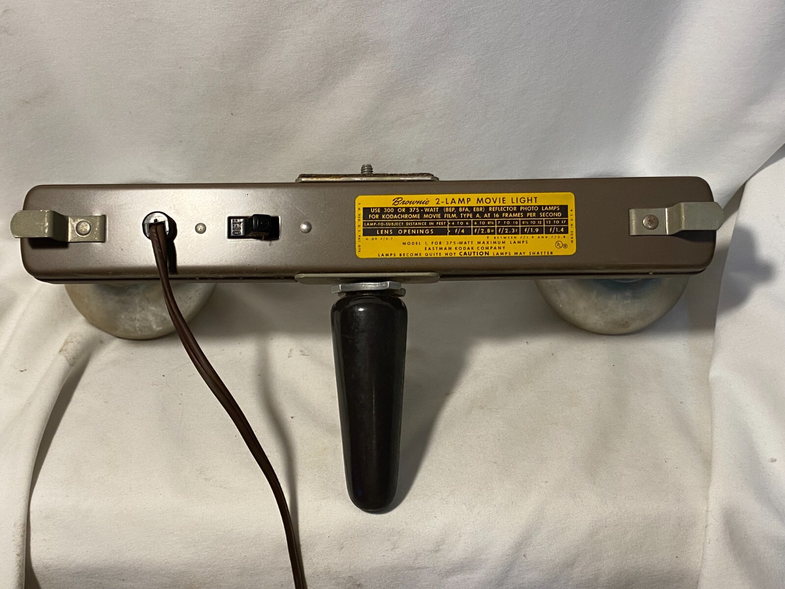 Vintage KODAK BROWNIE 2-Lamp Movie Light w/Box #790 Orig. Box Works 2 300W Lamps
