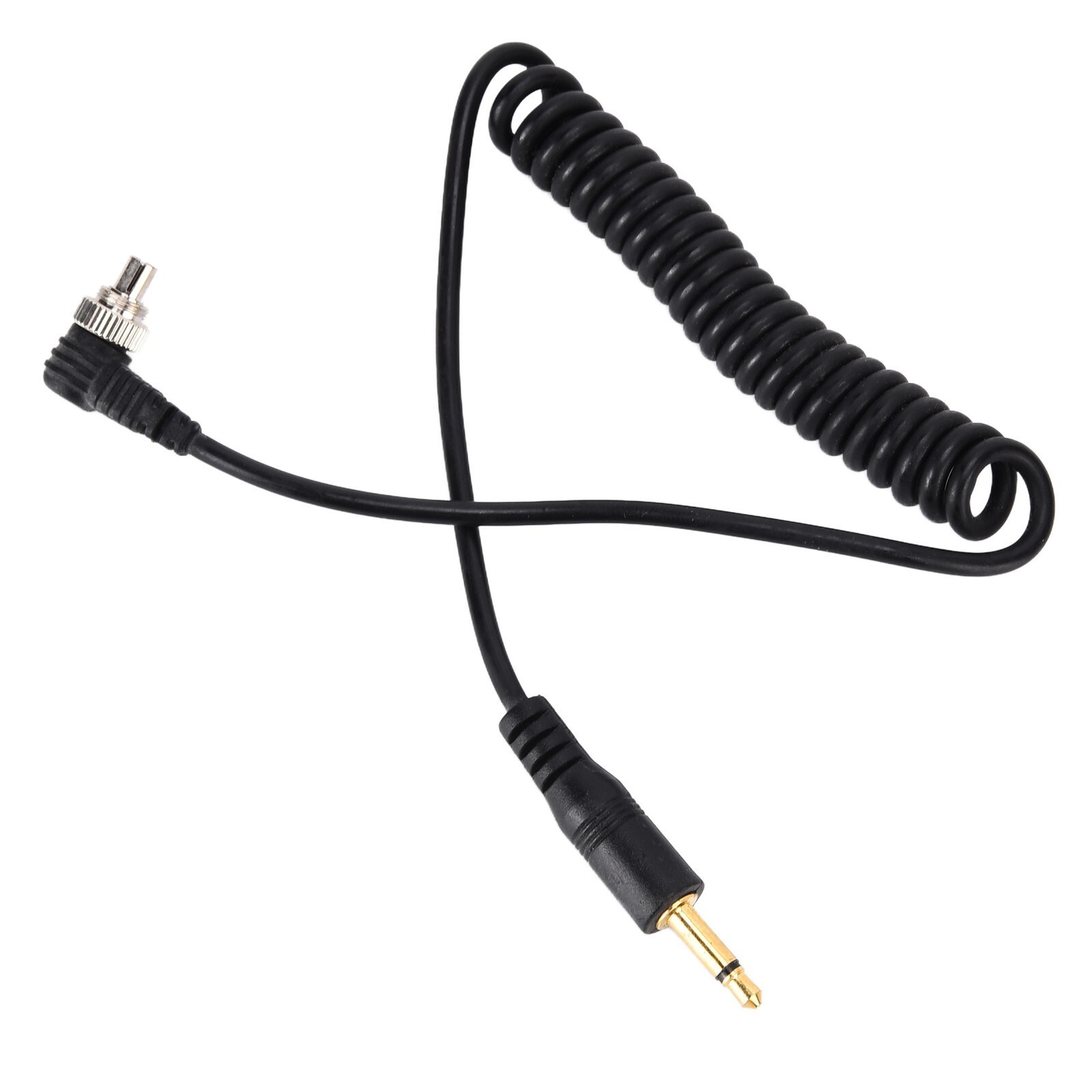 2pcs Universal 3.5mm to Male Flash PC Sync Cable Coiled Cord with Screw Lock