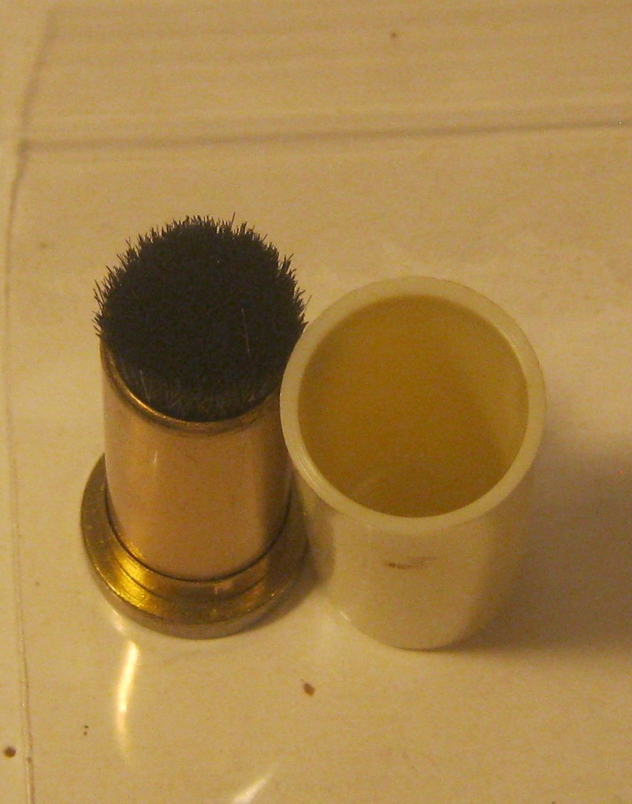 Vintage Retractable Camera Brush Lipstick Style Brass Base Celluloid Cap NICE!!