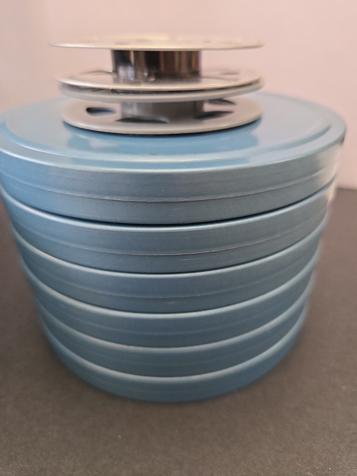 Vintage Adams Metal Film Can Storage Case,6 Box Containers