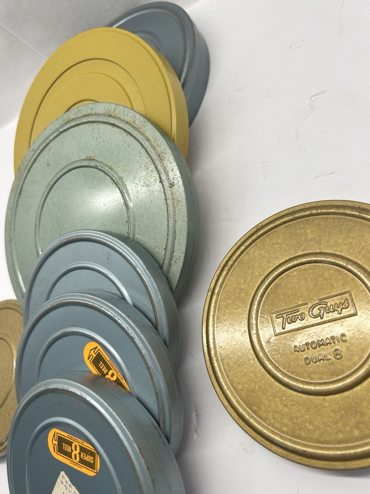 Mixed Lot Compco Std 8mm Film Reels Cans Blue Metal Lot of 8 sets