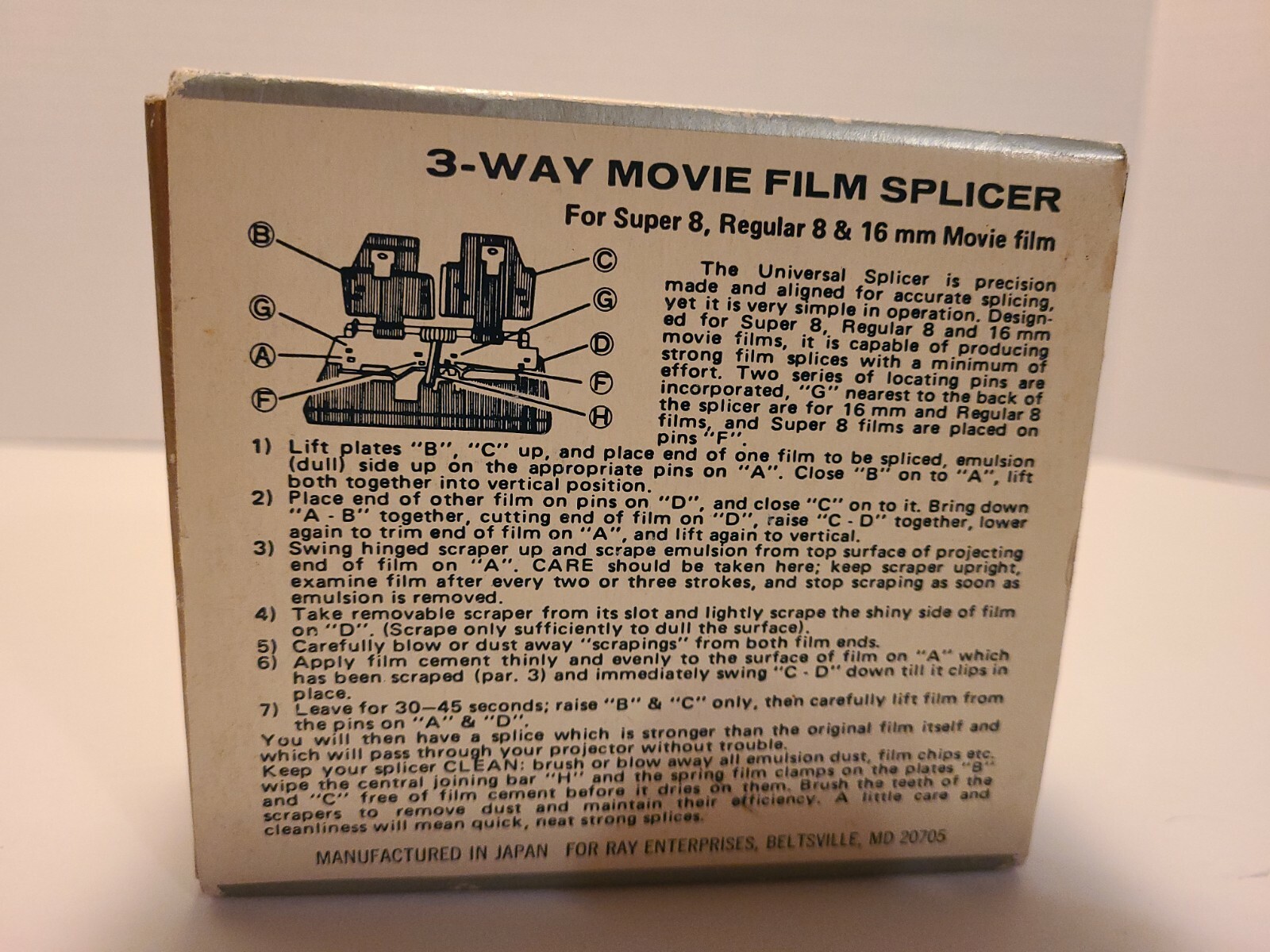 VTG QUALIDE 3-WAY FILM SPLICER SUPER 8, REGULAR 8, 16MM MADE IN JAPAN MOVIE NEW?